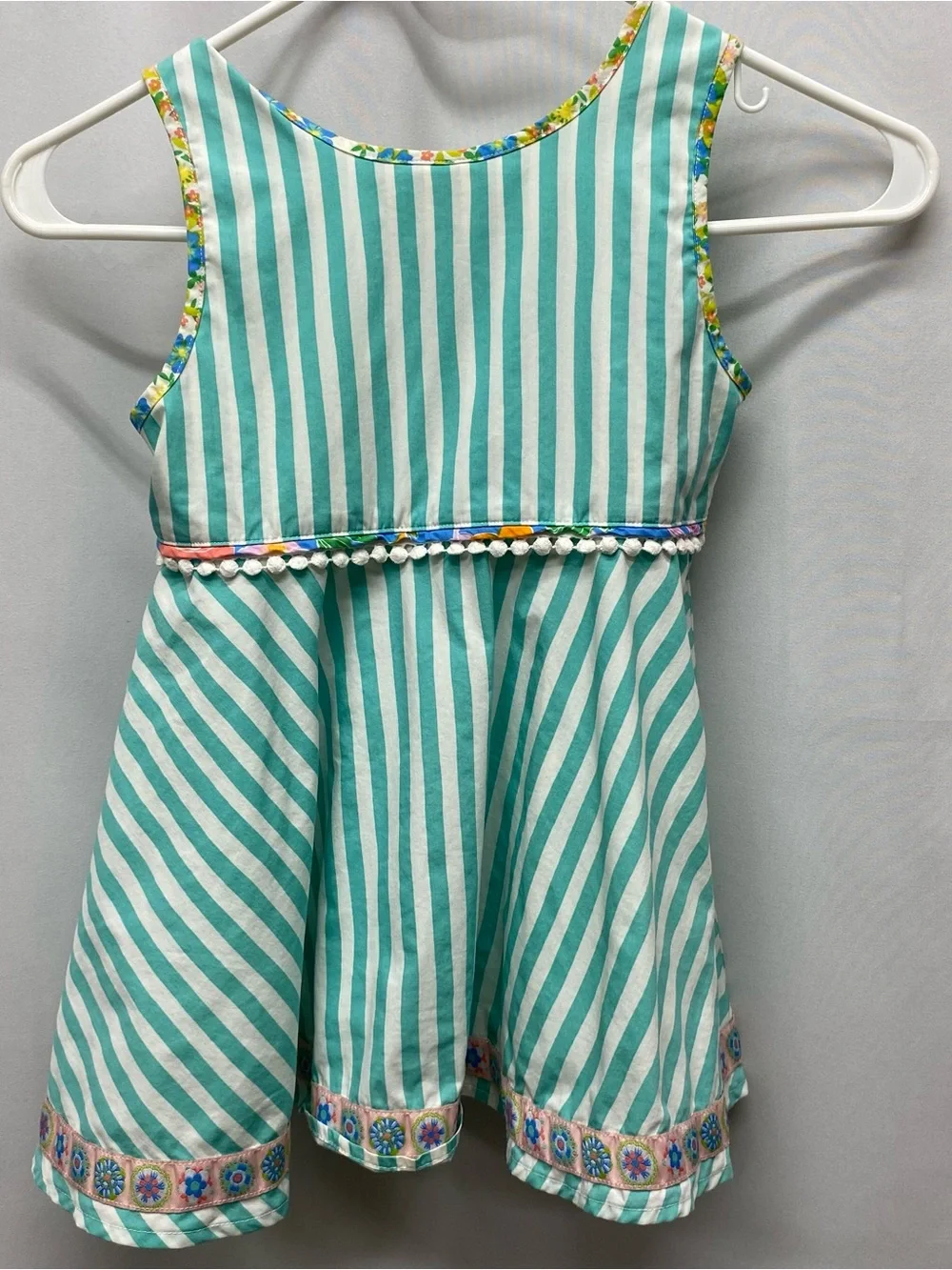 Wildflowers girls size 6 tank dress striped pom pom jumper boutique sleeveless